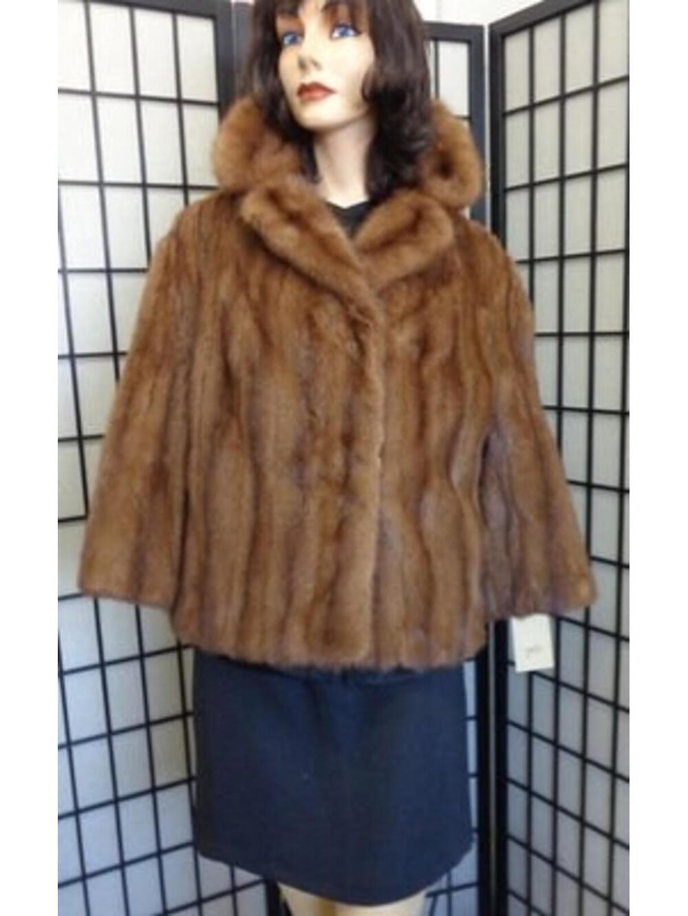 Excellent Demi Buff Mink Fur Bolero Jacket Coat Women Woman Size 10-12 Medium